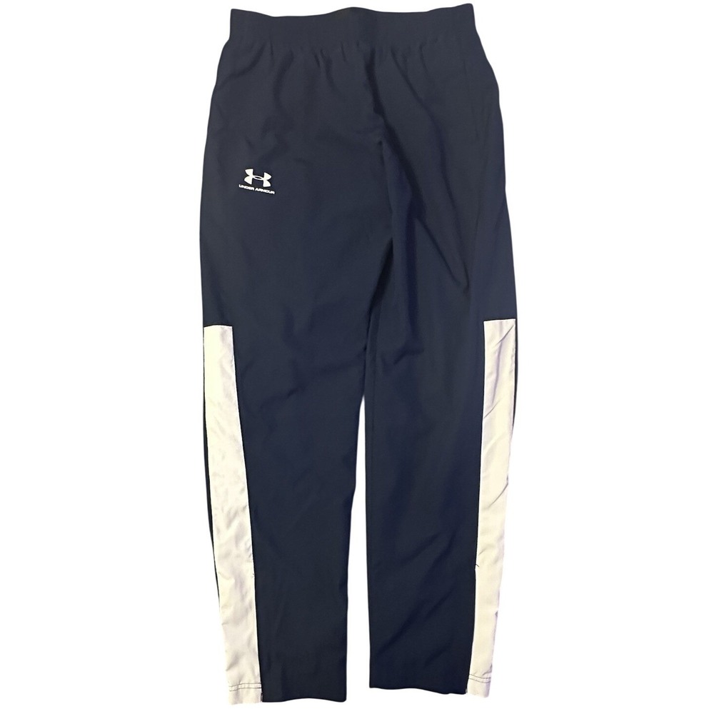 Under Armour Track Pants Mens Large Navy Blue White Stripe Athletic Loose Ankle
